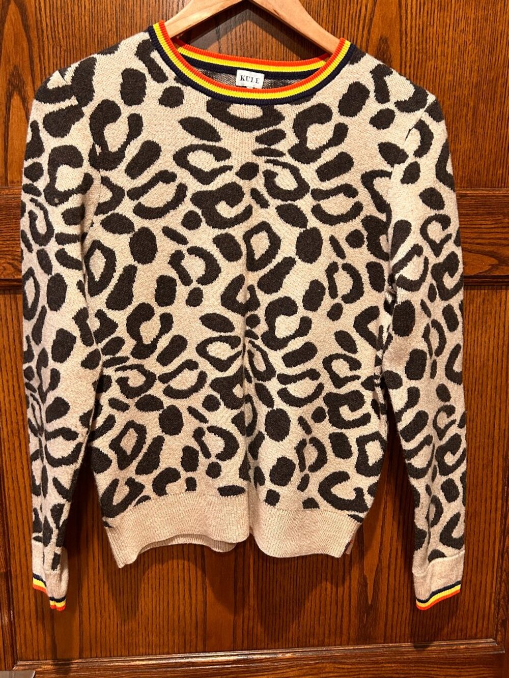 KULE The Stevens Leopard Wool Cashmere Sweater Size S